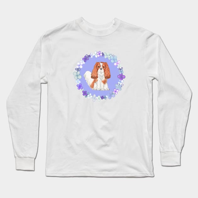 Cavalier King Charles Spaniel - Blenheim Purple Garland Long Sleeve T-Shirt by jollyinu